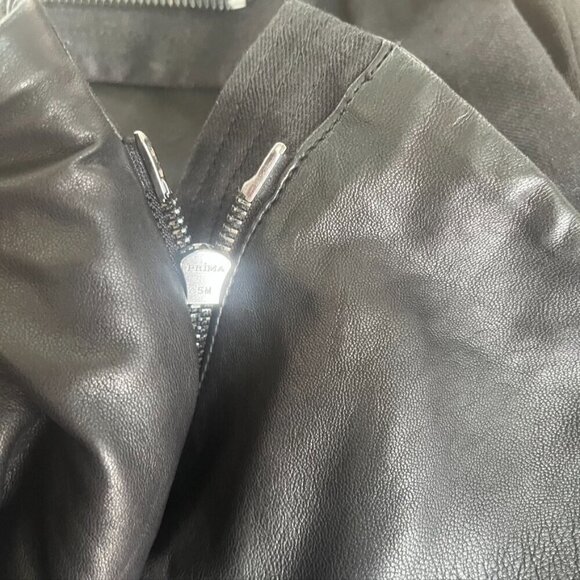 Vince  Black Leather Sleeved Moto Jacket Size Large - Picture 11 of 13